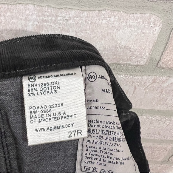 Ag NWT The Stevie Slim Straight Corduroy Jeans in Dark Charcoal Size 27 - Picture 8 of 8